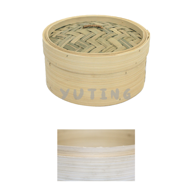 Bamboo Rim Bamboo Steamer (Bamboo Base) & Bamboo Cover - Image 2