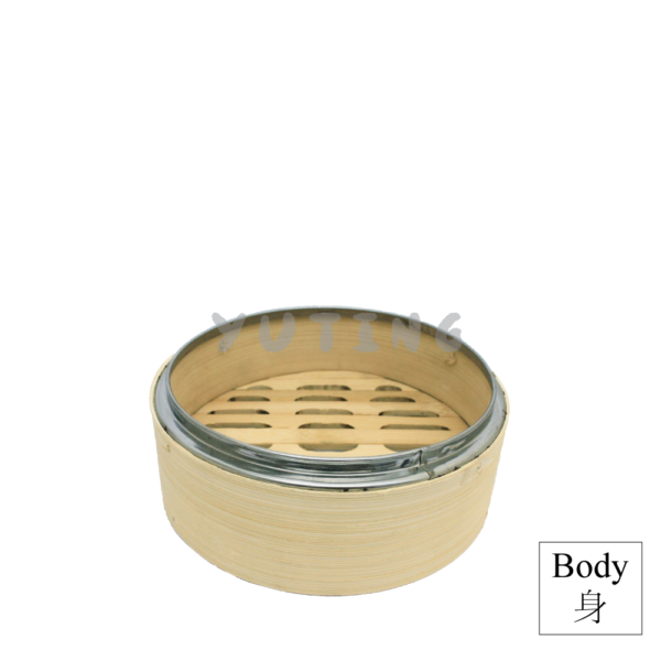 Stainless Steel Rim Bamboo Steamer (Wood Base) & Bamboo Cover - Image 3