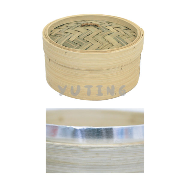 Aluminum Rim Bamboo Steamer (Bamboo Base) & Bamboo Cover - Image 2