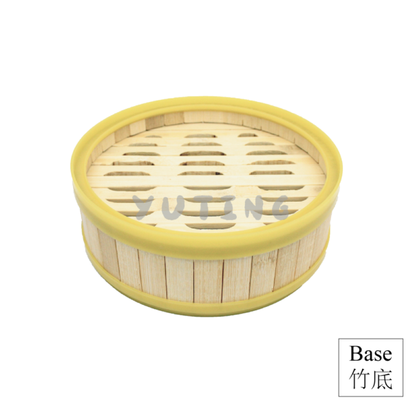 Yellow Plastic Rim Bamboo Steamer (Wood Base) & Yellow Plastic Rim Bamboo Cover - Image 4