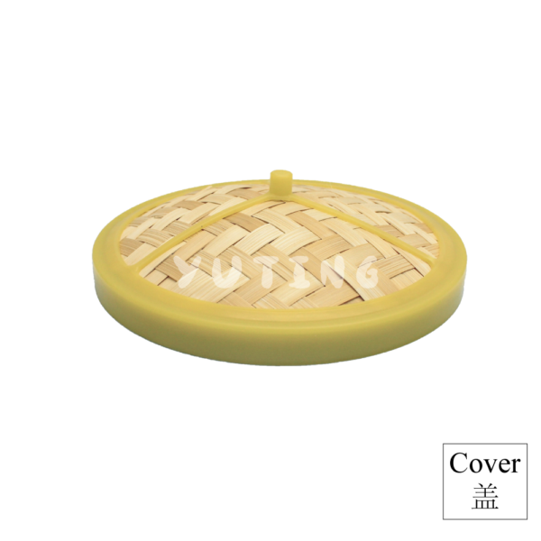 Yellow Plastic Rim Bamboo Steamer (Wood Base) & Yellow Plastic Rim Bamboo Cover - Image 5