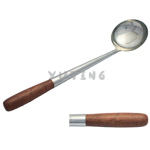 Stainless Steel Chinese Ladle with Red Wood Handle