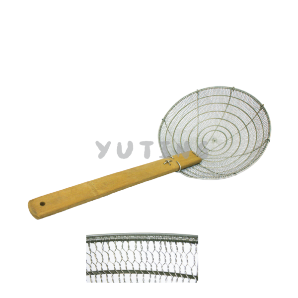 Stainless Steel Small Hole Strainer with Bamboo Handle (Small Hole) (100% Hand Made)