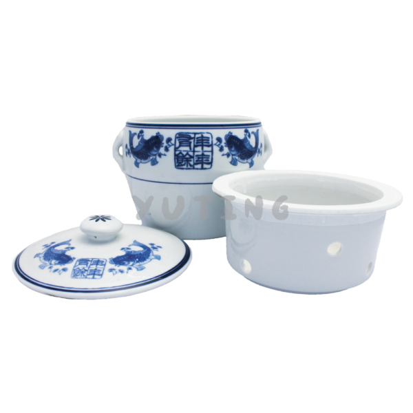 Porcelain New Blue Fish Style Chicken Soup Bowl with Inner