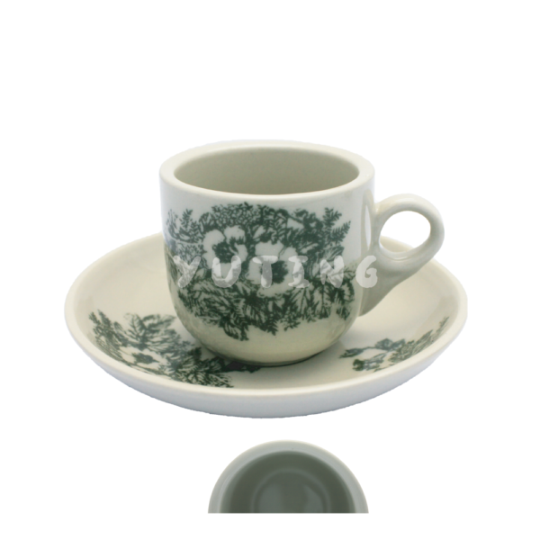 6.5cm Porcelain Flower Coffee Cup & Saucer (Thick)