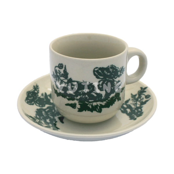 7cm Porcelain Flower Coffee Cup & Saucer (Shuang)