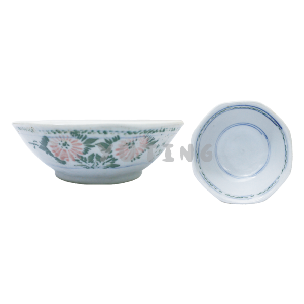 Porcelain Flower Octagon Soup Bowl