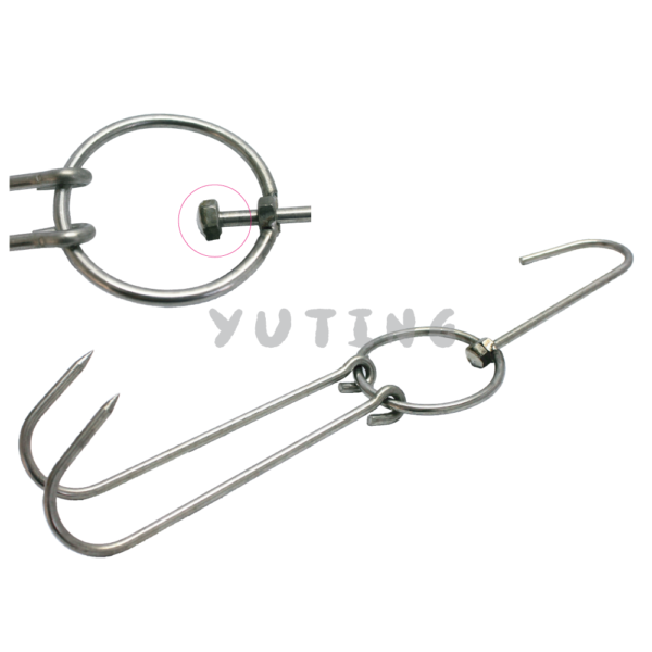 Stainless Steel Double Hooks with Screw (Chicken Hook)