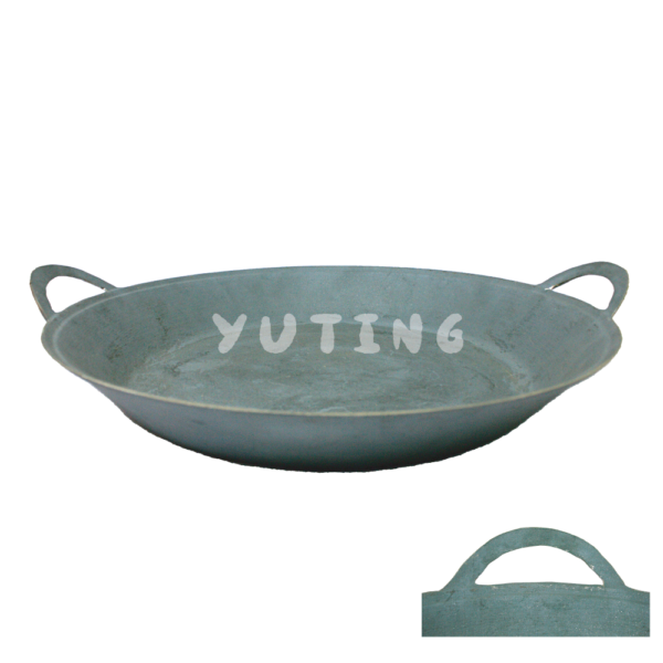 Double Ear Flat Base Cast Iron Wok